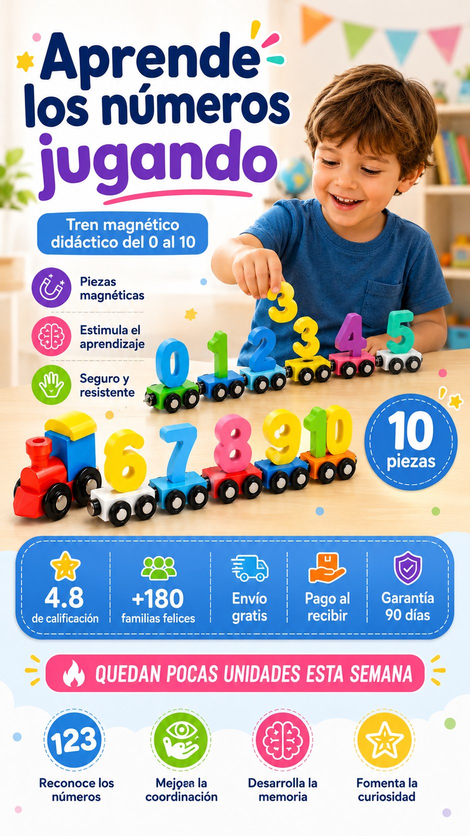 Tren Educativo Sensorial Magnético para Niños