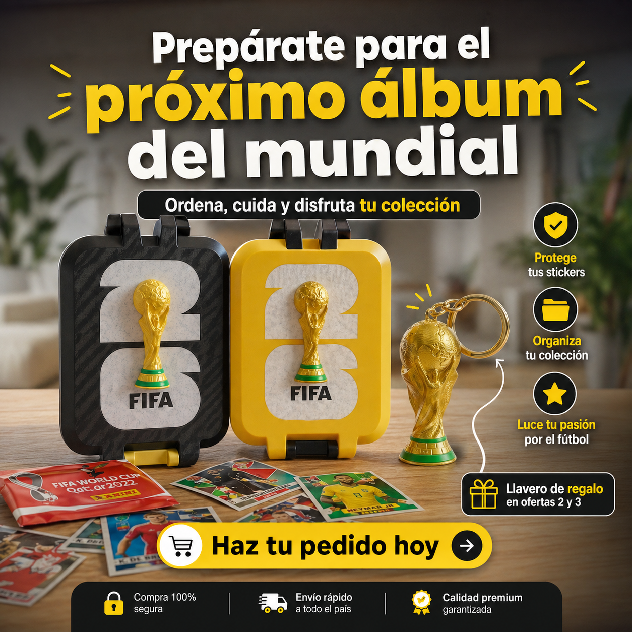 Organizador Láminas Mundial kit 2 organizadores + Llavero Regalo